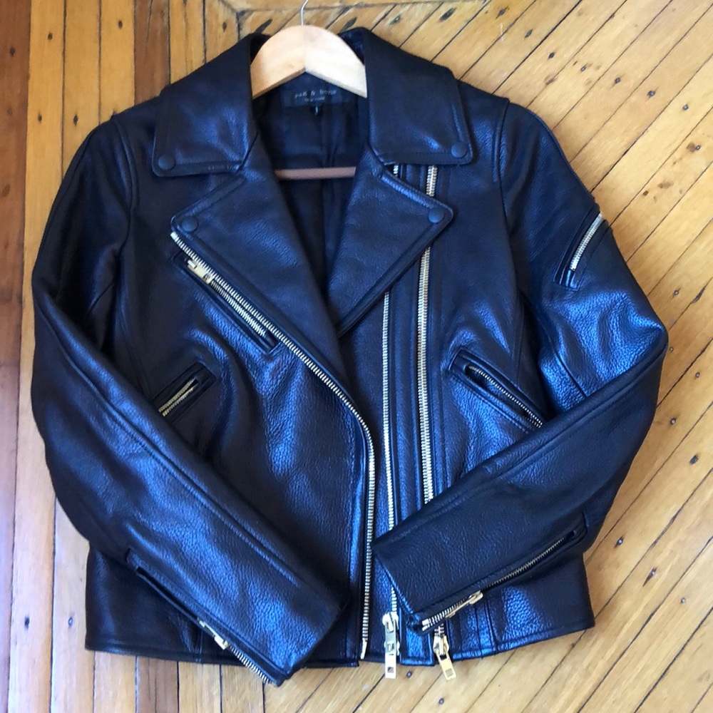 Rag & Bone black leather motorcycle jacket 0